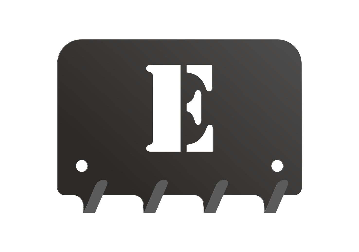 W200_10cm_czarna2mmwym Wieszak metalowy na klucze WIE200 LITERKA E 10cm - imagine 1