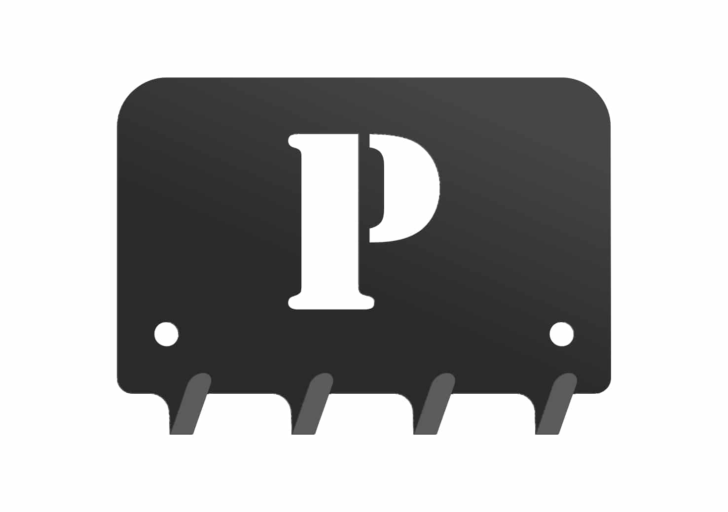 W211_10cm_czarna2mm Wieszak metalowy na klucze WIE211 LITERKA P 10cm - imagine 1