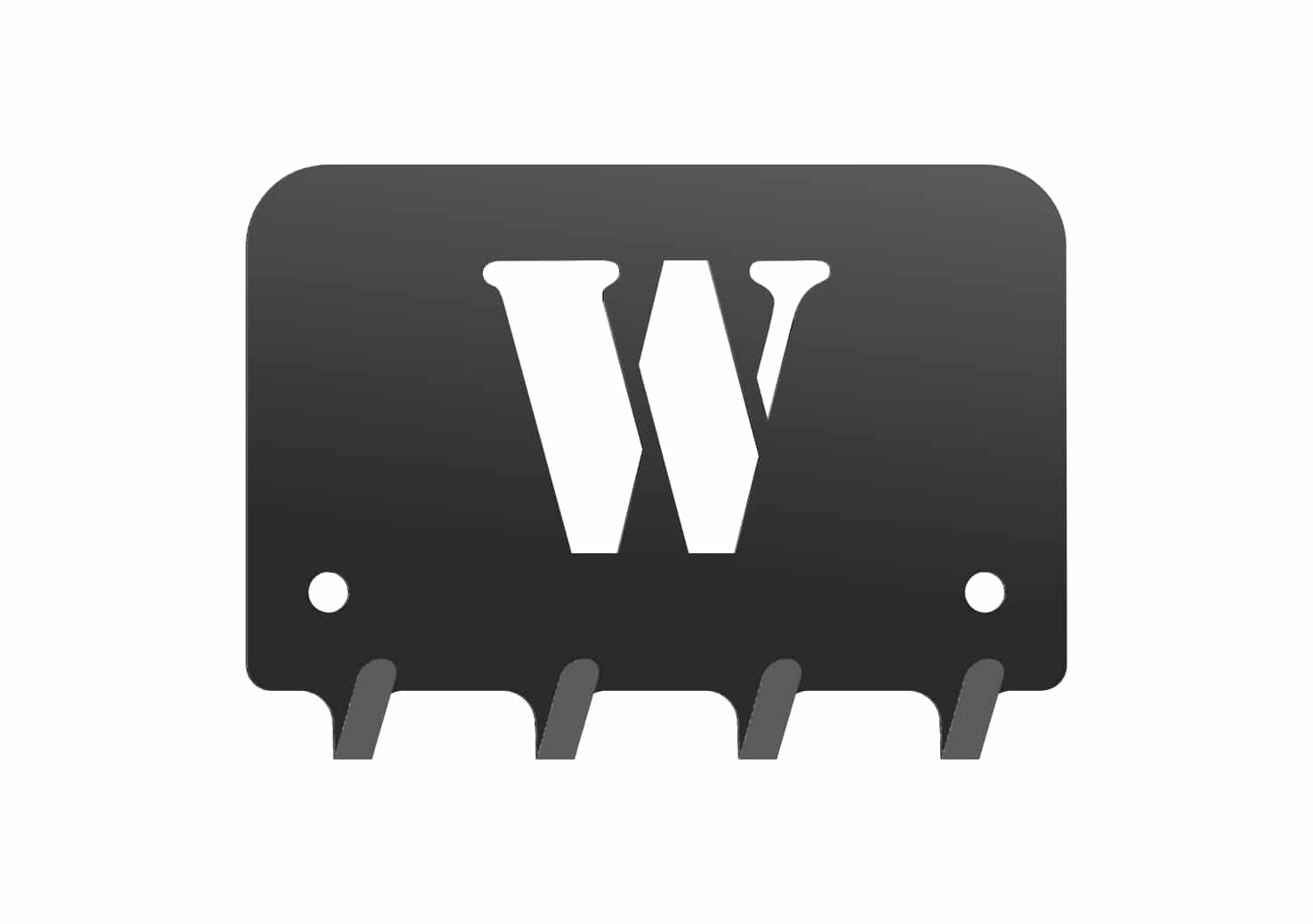 W216_10cm_czarna2mm Wieszak metalowy na klucze WIE216 LITERKA W 10cm - imagine 1