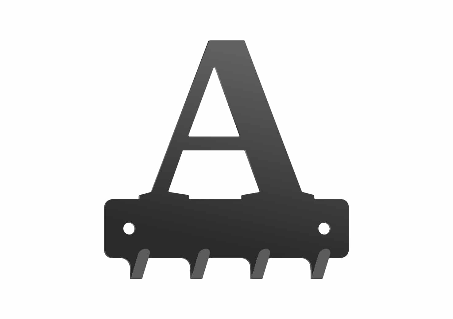 W218_10cm_czarna2mm Wieszak metalowy na klucze WIE218 LITERKA A 10cm - imagine 1