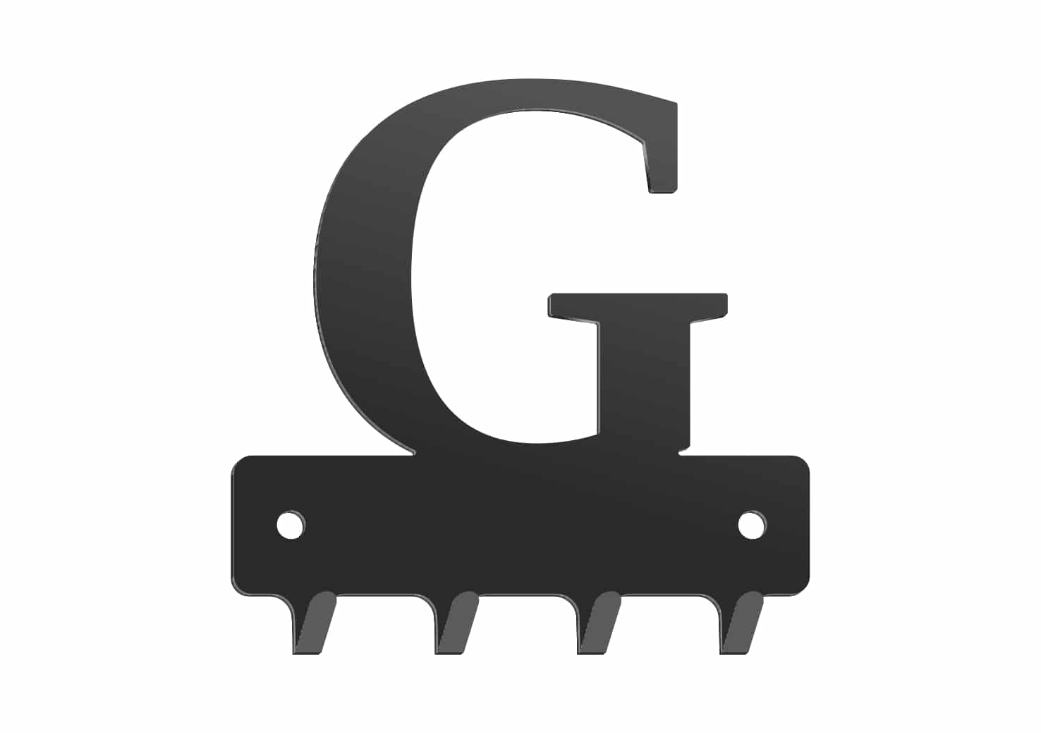 W224_10cm_czarna2mm Wieszak metalowy na klucze WIE224 LITERKA G 10cm - imagine 1