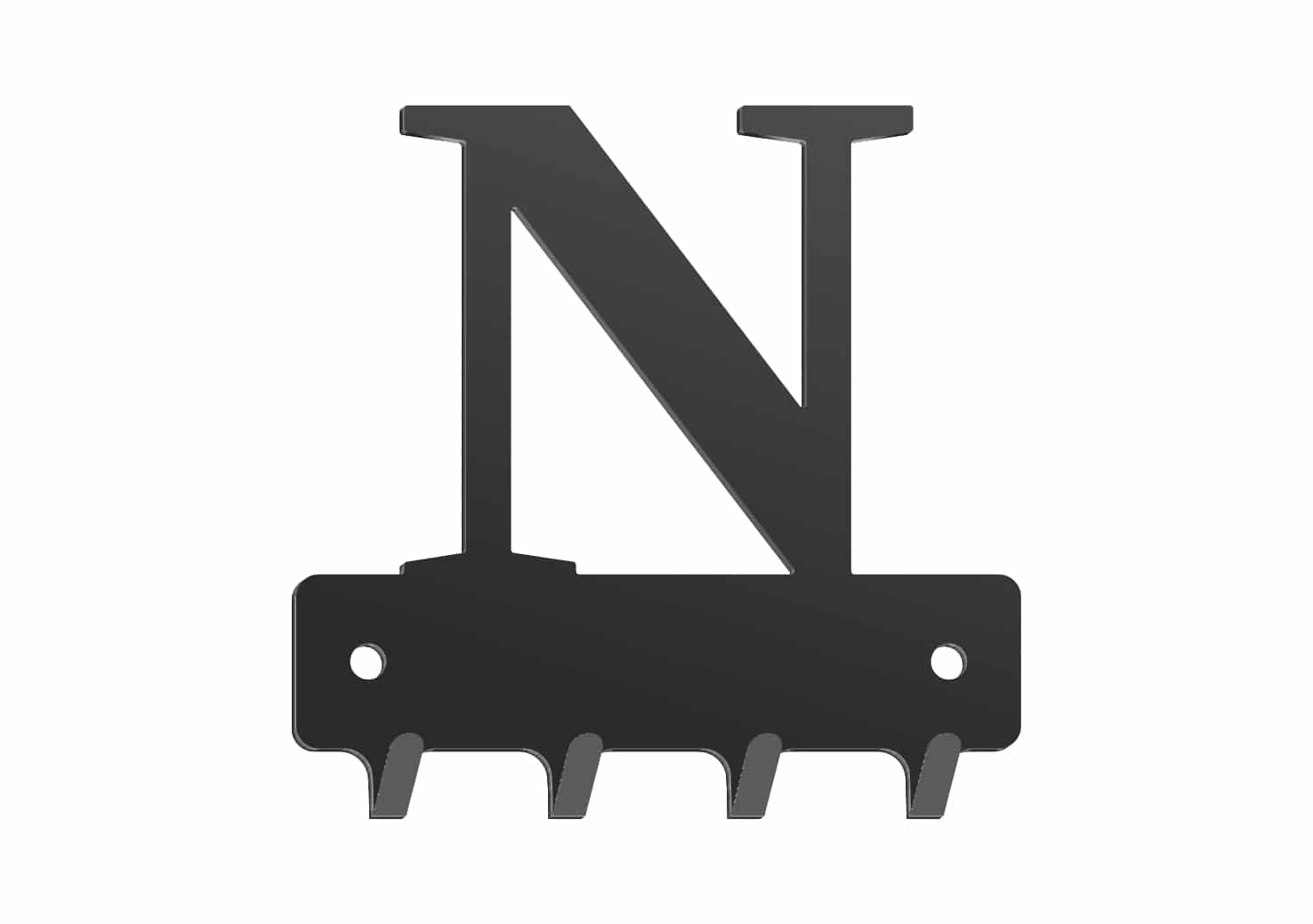 W232_10cm_czarna2mm Wieszak metalowy na klucze WIE232 LITERKA N 10cm - imagine 1