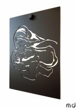 Pictura metalică a Maicii Domnului cu Copilul KNS023 21 cm - imagine 3