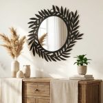 Oglindă metalică Frunze 50x43 cm