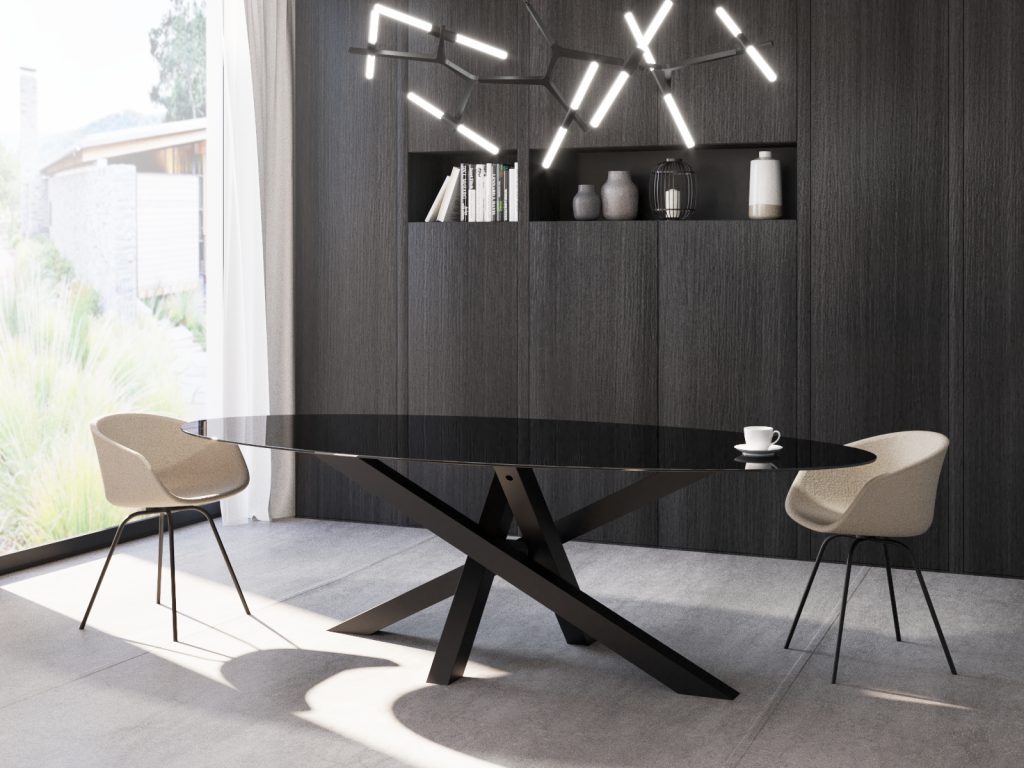 Picior metalic pentru masă Mediolan pentru blatul din sticlă L - imagine 4