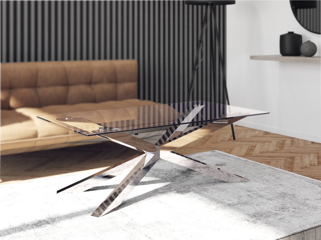 Picior metalic pentru masă de cafea Spider Slim Crom pentru blat din sticlă L - imagine 4