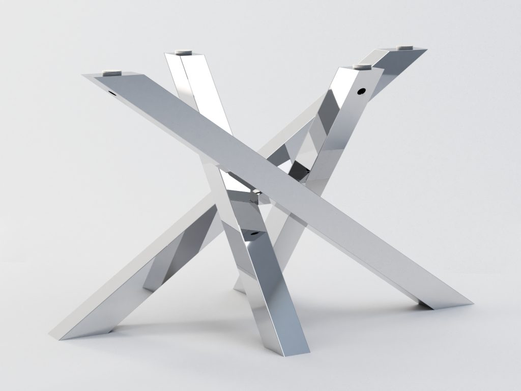 Bază de masă din oțel inoxidabil pentru blat din sticlă Milan Crom M - imagine 2