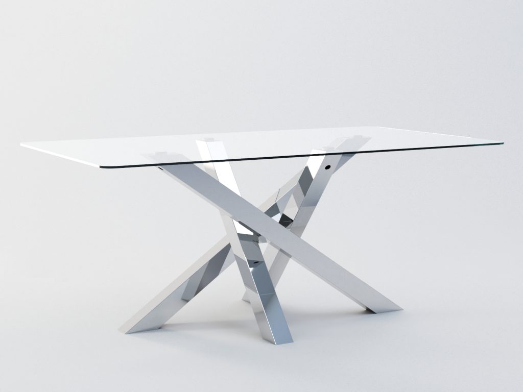 Bază de masă din oțel inoxidabil pentru blat din sticlă Milan Crom M - imagine 3