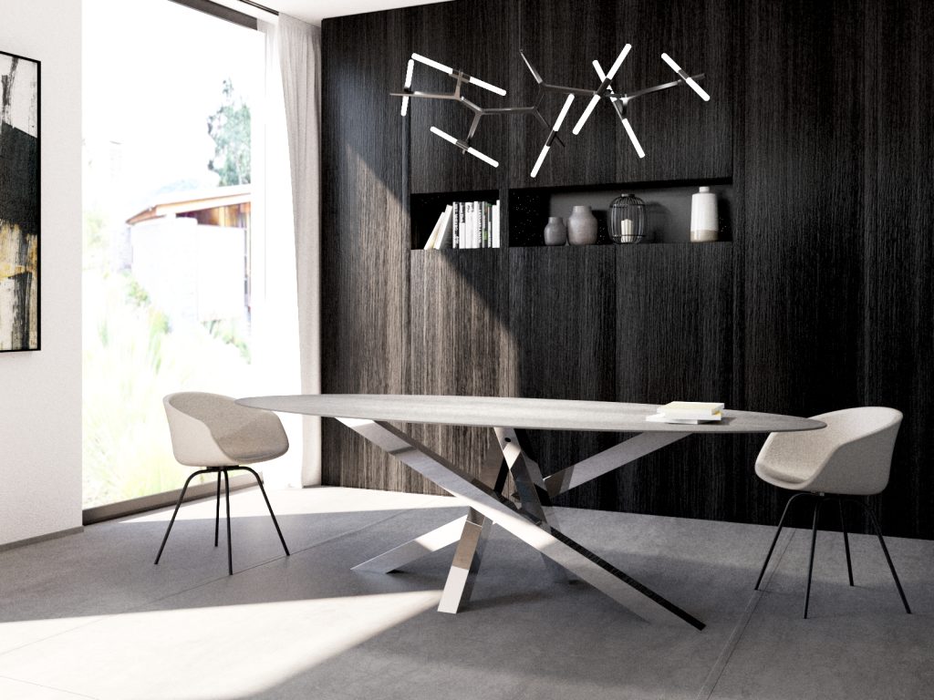 Bază de masă din oțel inoxidabil pentru blat din sticlă Milan Crom L - imagine 4