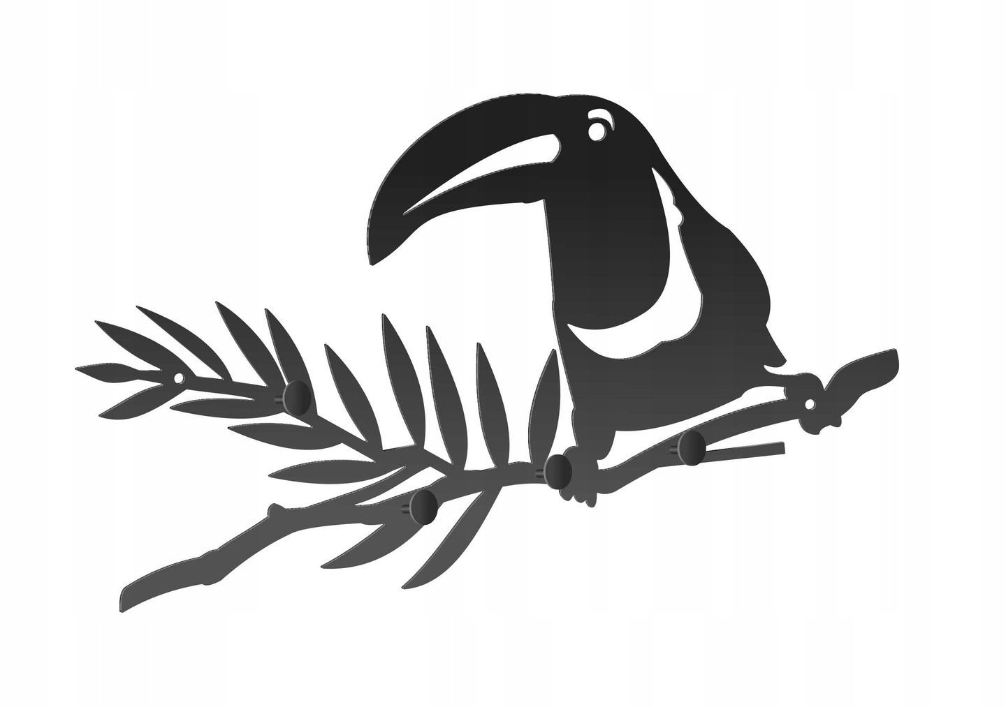 w148-40-cza Cuier Hol Pentru Perete Toucanii 40 cm - imagine 1