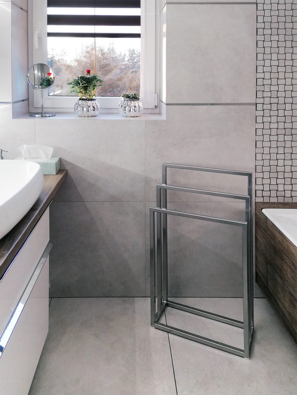 Wieszak na ręczniki potrójny stojący chrom S - imagine 3