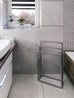 Wieszak na ręczniki potrójny stojący chrom S - imagine 3