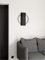 Ceas din lemn cu jantă metalică Korta Nero 40x48cm - imagine 2