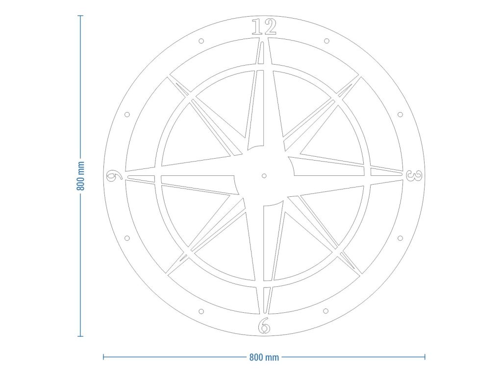 Ceas metalic mare Roza vânturilor 80 cm - imagine 7